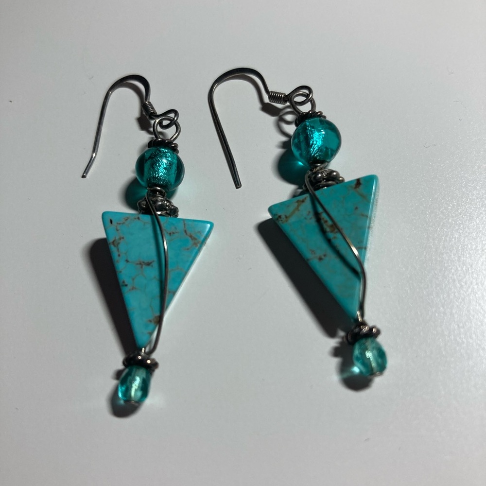 Turquoise Triangle Drop Earrings